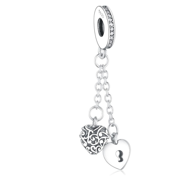 Armband 925 Sterling Silver Berlock Beads Lock & Heart