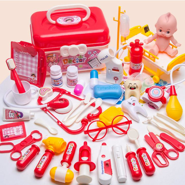 52pcs Kids Toys Pretend Doctor Set red