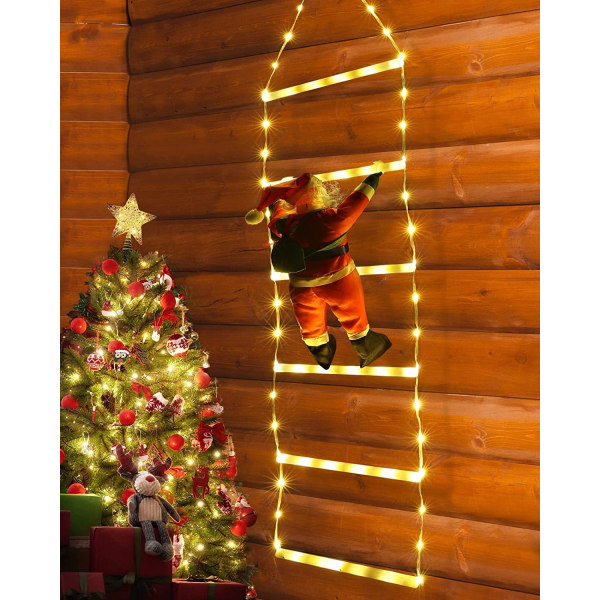 Dekorativa stegljus for jul med jultomten Warm white 76CM
