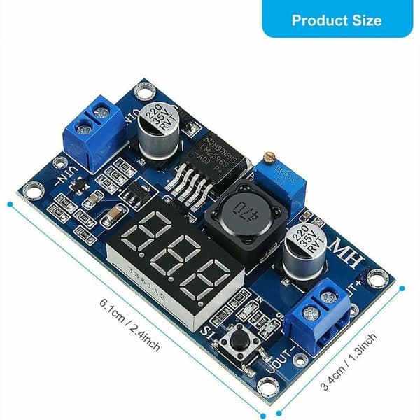 2 stk. DC-DC BUCK Spændingsomformer Effektmodul justerbar modul stabil 36V 24V 12V til 5V 2A Effektmodul med LED-display