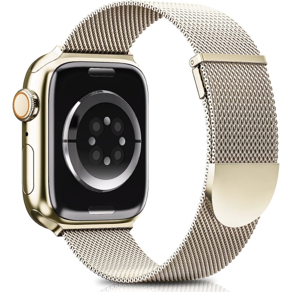 Bruker for Apple Watch Armband Magnetic Double Band Metal Starlight gold