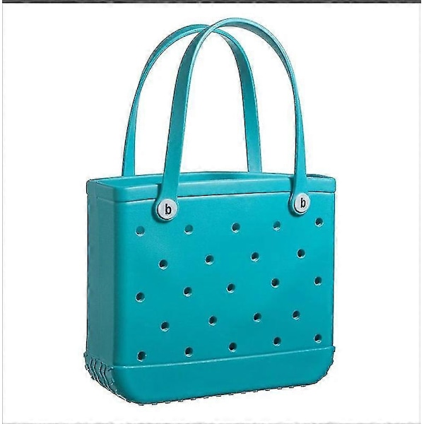 Gummi EVA-taske Bogg-stil Hul Vandtæt Holdbar Overdimensioneret Silikone Strandtaske Teal