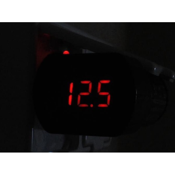 Voltmeter til Bil - Cigarettænderudtag Black Svart