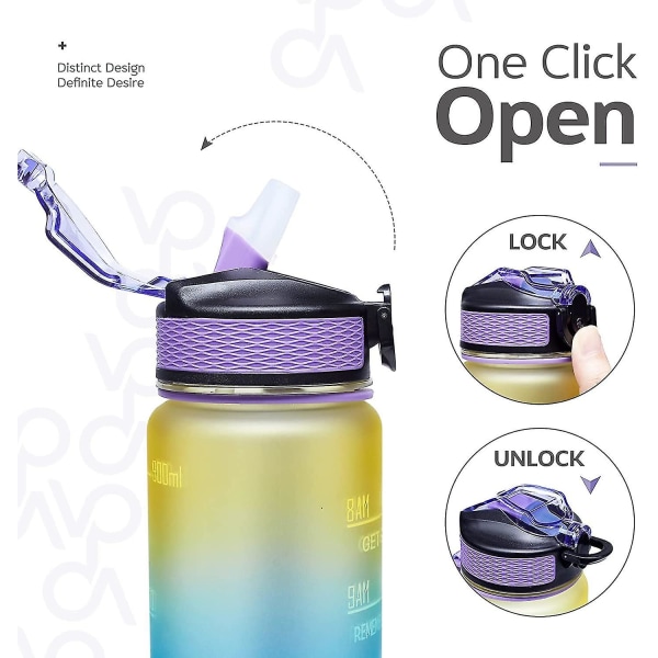 32oz Bpa gratis drikkevannsflaske for friluftsentusiaster Ombre Yellow Purple
