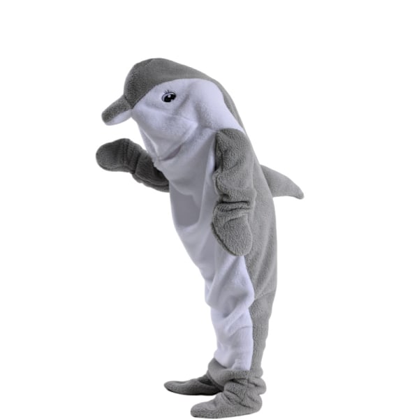 Hajformet sovepose tæppe tegneserie dyr jumpsuit flanel herre og dame hjem tøj haj pyjamas Grå Delfin Gray Dolphin 190