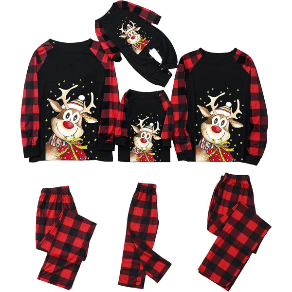 Matching Family Pajamas Sets Christmas Pj's Long Sleeve And Santa Plaid Pants Loungewear Holiday Sleepwear CMK