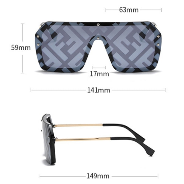 Ny Stor Ram Trend Letter Solglasögon Personlighet Mode
