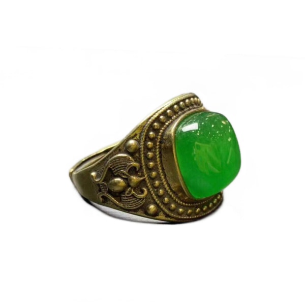 Grön Jade Ring Guld Ringar Ändra storlek Emerald Ring S925