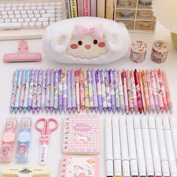 Plysch case Brevpapper Case Mjukt pennfodral pink