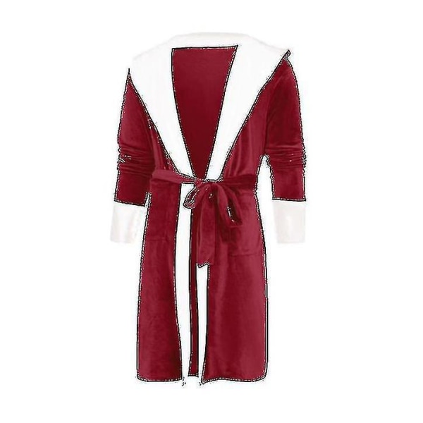 Fleece Bathrobe Women Soft Dressing Gown Hooded Fluffy Towling Bath Robe CMK Red S