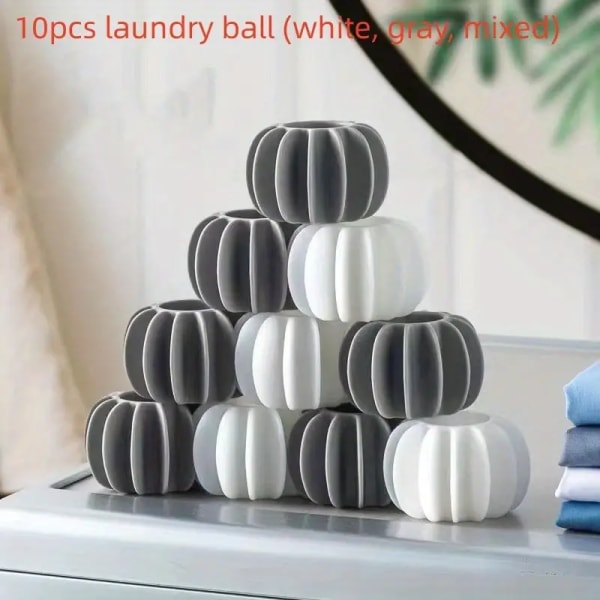 【Mingbao butik】 10-paks silikonvaskebeskytterballer, flekkfjernende rengjøringsballer for trommelvaskemaskiner Grey 4.5*3cm