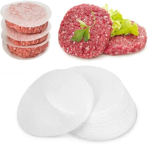 100 ST Runt foderpapper, fryst köttavskiljarpapper, non-stick dubbelsidigt silikonpapper Round white 13CM