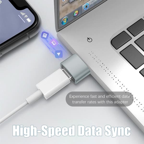 2-pack USB-C till USB-adapter för dataöverföring och laddning Grå Grå