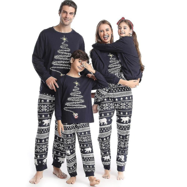 Familiematchende julepysjamassett Xmas Natttøy Nattøy Antrekk CMK Men-Navy Blue L