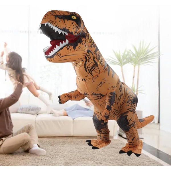 Barn Vuxen Dinosaur Uppblåsbara Cosplay Kostymer T-rex Anime Tecknad Festklänning Kostymer Halloween Kostnad R brown
