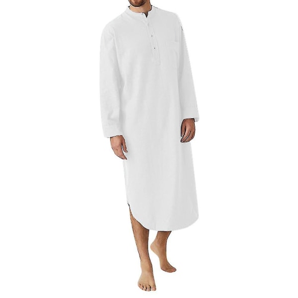 Herrehette i ett stykke Sleepshirt Cotton Nattskjorte Mykt natttøy Vanlig nattkjole Pyjamas CMK White L