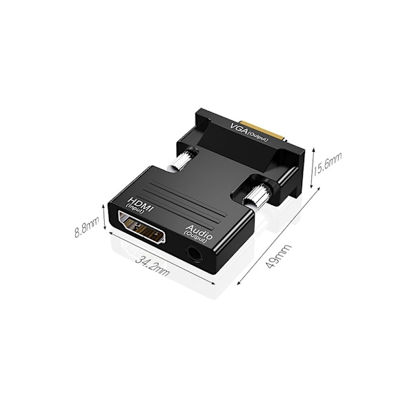 HDMI–VGA-sovitin 3,5 mm:n AUX-liitännällä 64