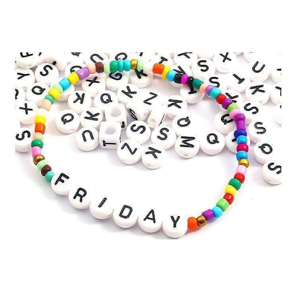 DIY - Pärllåda - Bokstavspärlor - 1400st + Elastisk tråd Multicolor multifärg