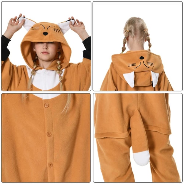 Unisex barn Onesie Pyjamas plysj kostyme Søt Halloween kostyme fox 85