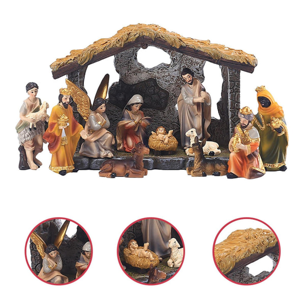 Jul julkrubba Jesus födelsestaty med 8 figurer gåva
