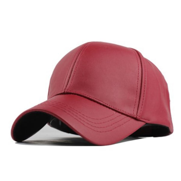 Unisex PU-läder basebollkepsar Snapback Hip-hop sport casual justerbara hatta wine red