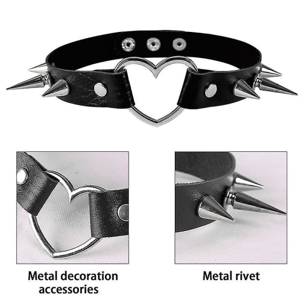 Gotisk punk halskjede metall Spike armbånd bred stropp