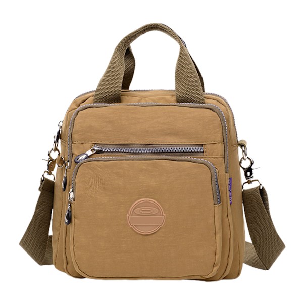 Casual nylon, rejsetaske med stor kapacitet, vandtæt håndtaske, 2-vejs slid Brown
