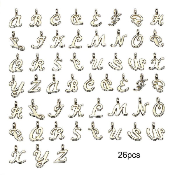 26 stk håndverk tilfeldig blandet halskjede gull alfabet bokstaver form