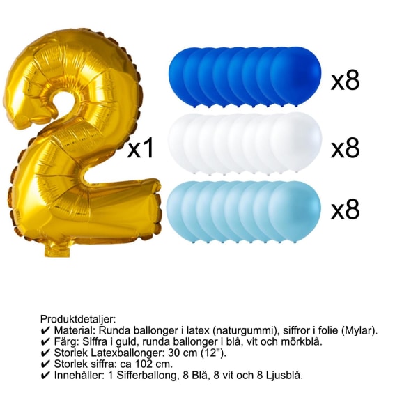Ilmapallot Syntymäpäivä Numeroilmapallo ja lateksipallot MultiColor 2