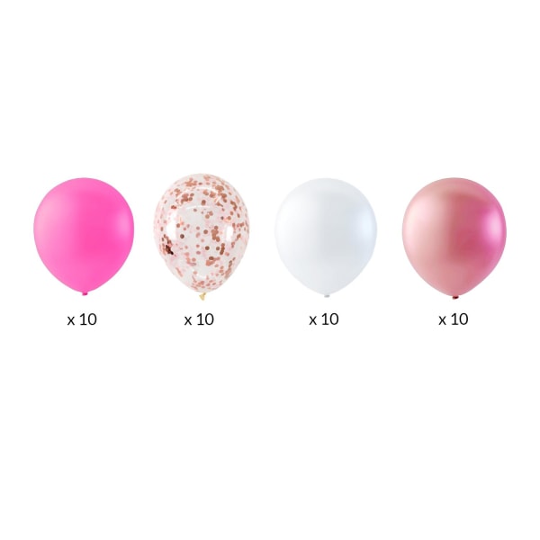 Ballonger 40-pakkning rosa, konfettiballonger, hvit og lys rosa Multicolor