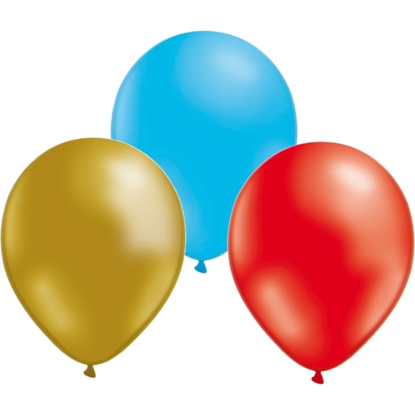 Ballonger 24-pack  - Guld, Röd och Blå multifärg