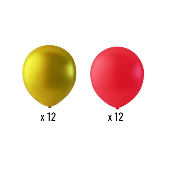 24 lateksballonger, 12 gull og 12 røde Multicolor