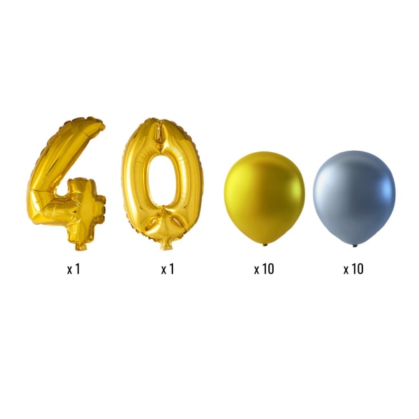 Syntymäpäivä 40 Vuotta Ilmapallot Kultaa Hopeaa 1 Setti Multicolor