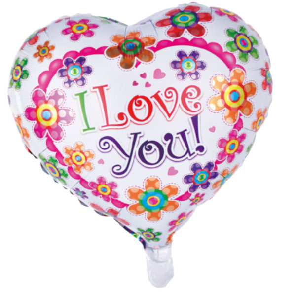 I Love You hjerteformet folieballon - romantisk dekoration til Valentinsdag, bryllupper og kærlige lejligheder Multicolor