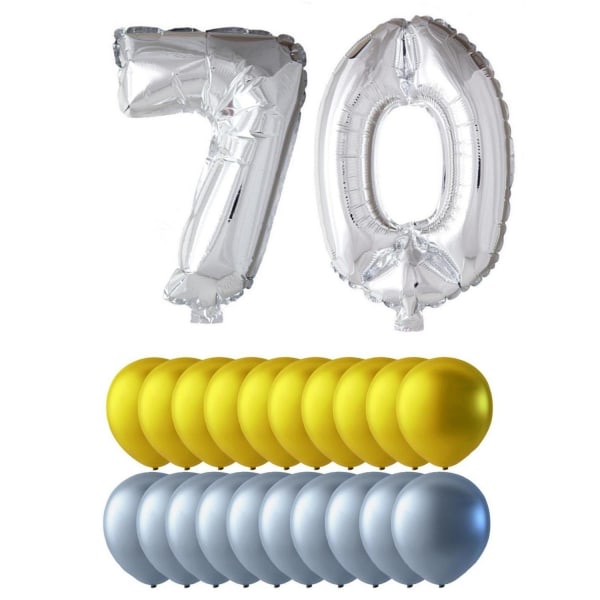 Ballonger födelsedagsmix siffror och runda ballonger MultiColor 70