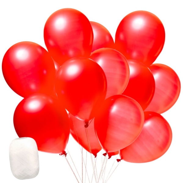 Punaiset lateksi-ilmapallot 15-pakkaus sisältää ilmapallonauhan - täydellinen juhliin, häihin, lastenjuhliin, häihin, koristeluun ja teemajuhliin Red 30 cm
