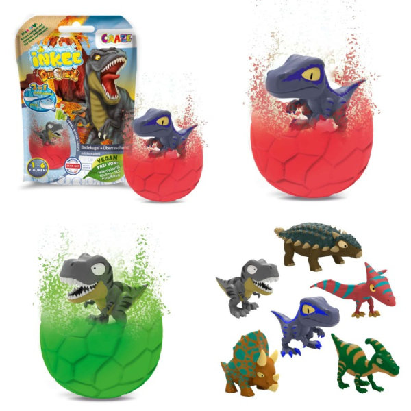 Badbomber Barn med överraskning - Badbomber Dinorex Dino med Doft av Äpple 2-pack Gul