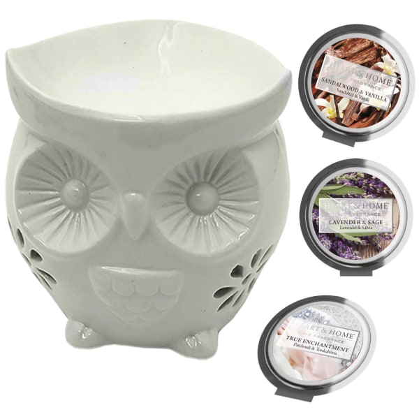 Aromabrænder I Keramik Pakke Med 3 Forskellige Duftvoks White