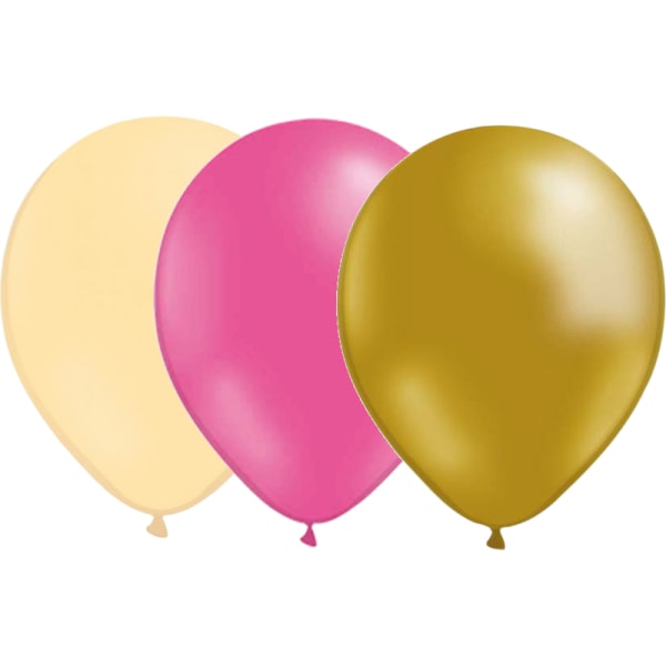 24 lateksballonger, 8 elfenben, 8 rosa og 8 gull Multicolor