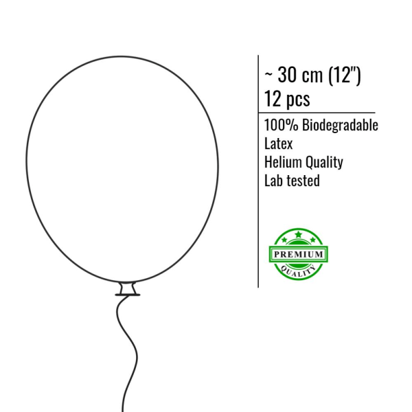 Ballonger mix 12-pack Guld, Silver och Svart 30 cm (12 tum) multifärg