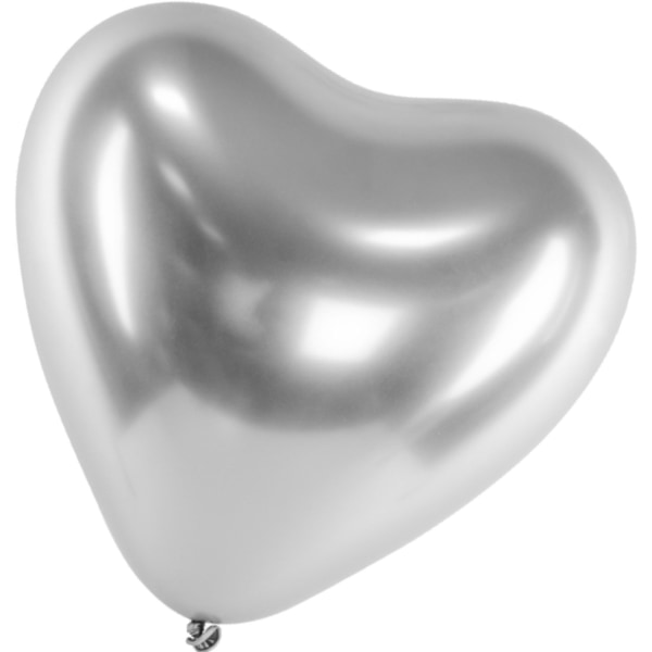 Hjärtformade Ballonger Latex Chrome Alla Hjärtans Dag Bröllop Silver