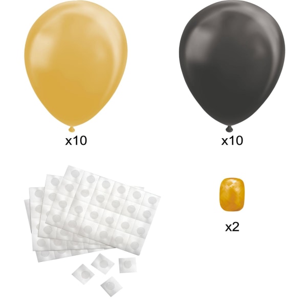 Kattoilmapallot kultainen ja musta ilmapallosetti - laadukkaat, luotettavat ja monipuoliset koristeet tyylikkääseen kattokoristeluun, heliumia ei tarv Multicolor