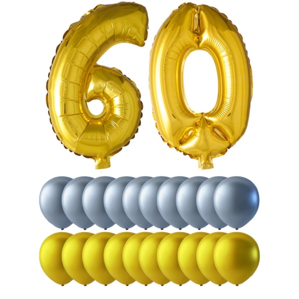 60 vuotta, Numeroilmapalloja ja Klassinen Ilmapallot Multicolor