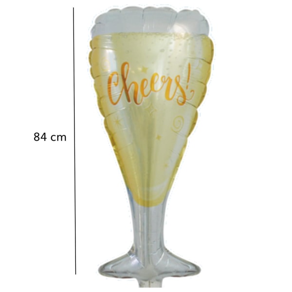 Cheers Folieballon Champagneglas Vinglas Fest Gold