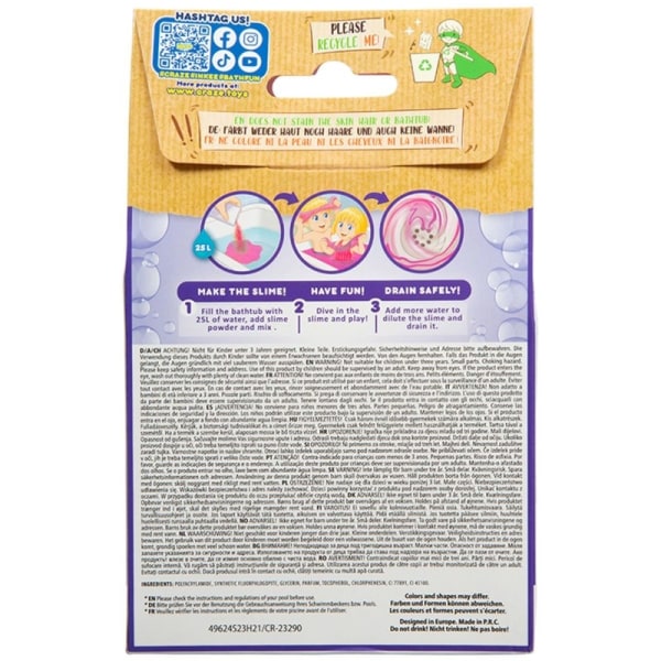 Unicorn Bad Slime 2-Pack Mikroplastfri & Fläckfri med Tuggummiarom – Pärlemor Pigmenterat, Dermatologiskt Testat, E-vitamin Rosa