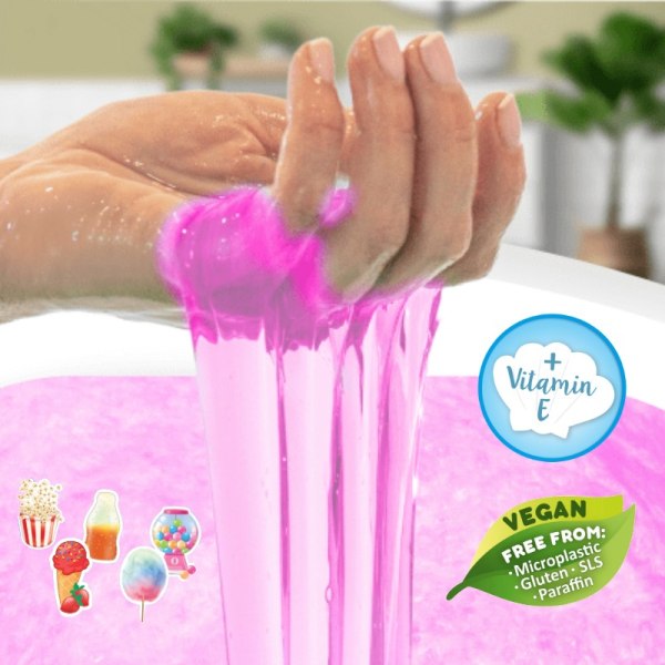 Unicorn Bad Slime 2-Pack Mikroplastfri & Fläckfri med Tuggummiarom – Pärlemor Pigmenterat, Dermatologiskt Testat, E-vitamin Rosa