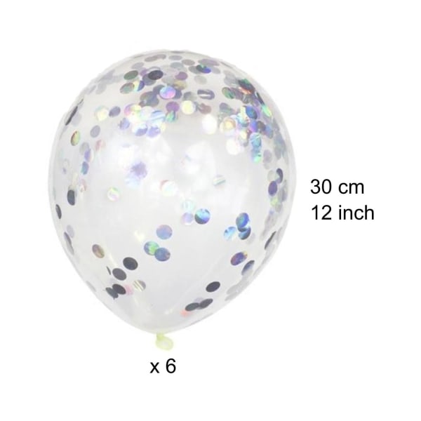 Ballonger med Iridescent konfetti som skimrar i regnbågsfärger Multicolor