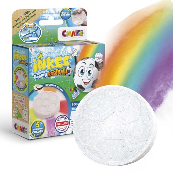 Bath Bomb Foamy Football 2-pack - Kokosduftende regnbueskumbadebomber til badekar eller pool - perfekt som gave til børn White