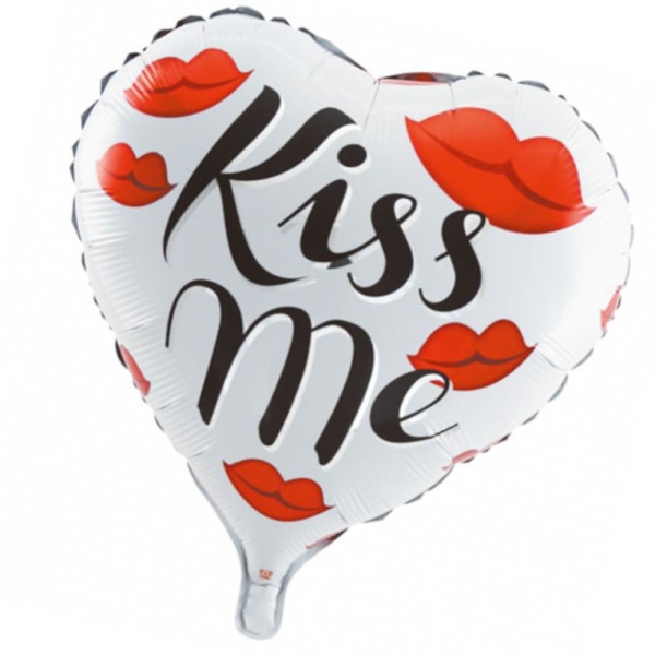 Hjärtformad Folieballong - Kiss Me Romantisk Pussmun Ballong för Alla Hjärtans Dag, Möhippa, Födelsedagar och Kalas multifärg