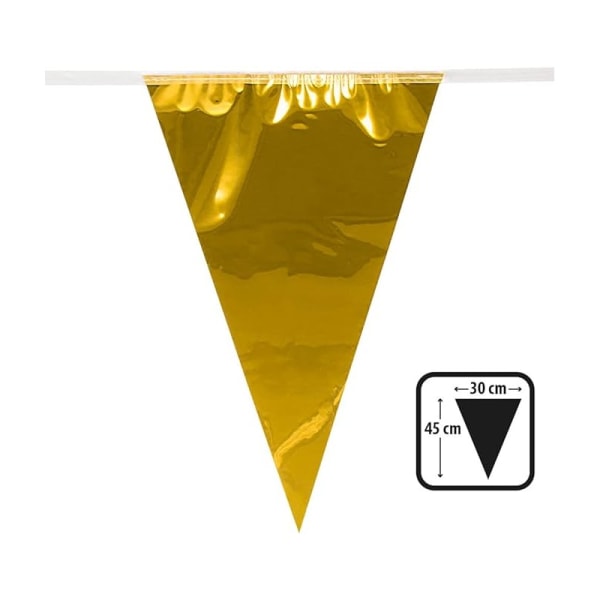 10m Plast Giant Gold Bunting Pennant Garland Flag Gold